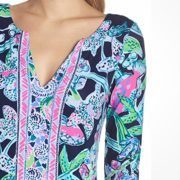 NEW NEW Lilly Pulitzer UPF 50+ FAYE MAXI DRESS Bright Navy Sway This Way - Picture 3 of 10